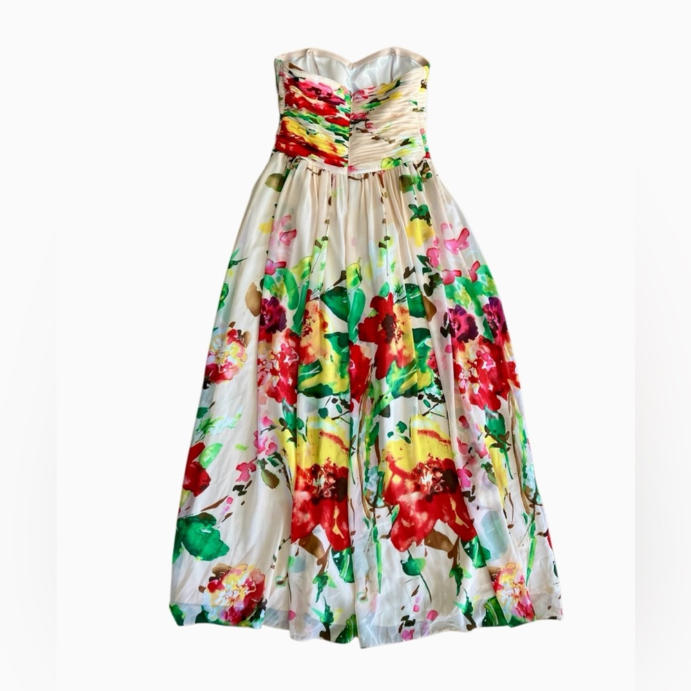 JS COLLECTION Blush Watercolor Floral Chiffon Sweetheart Formal Gown 12 MRSP$225 - Picture 3 of 11
